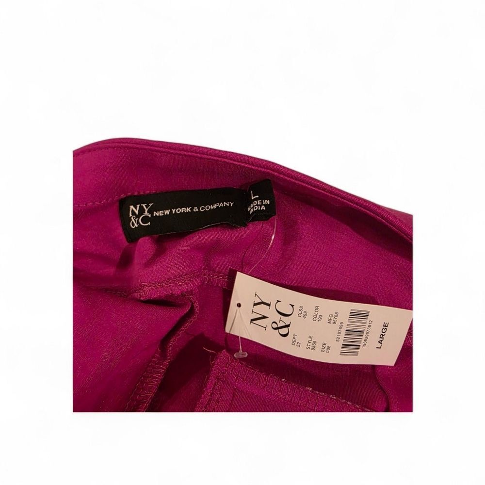 New York & Company Ponte Pull On Bootcut Pants Pink Large - Picture 3 of 4